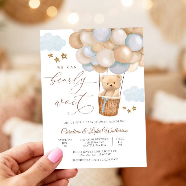 Convites Cute Teddy Bear Baby Shower Invitation (Criador carregado)
