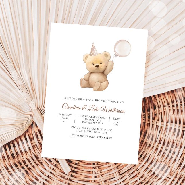 Convites Cute Teddy Bear Baby Shower Invitation (Criador carregado)