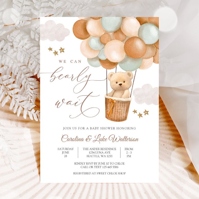 Convites Cute Teddy Bear Baby Shower Invitation (Criador carregado)