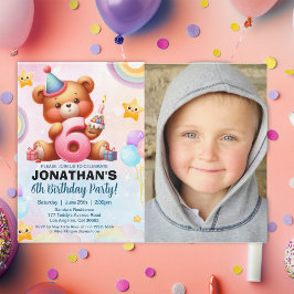 Convites Cute Teddy Bear Birthday 6 with Photo