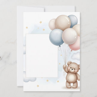 Convites Cute Teddy Bear Pastel Balloons Invitation Frame