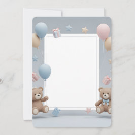 Convites Cute Teddy Bears Photo Frame - Blue & Pink Baby