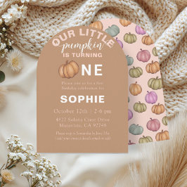 Convites Cute Terracotta Pumpkin First Birthday Invitation