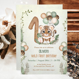Convites Cute Tiger Safari Wild One primeiro aniversario