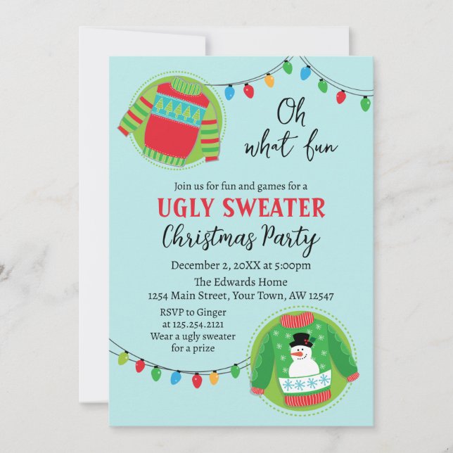 Convites Cute ugly sweater Christmas Holiday Invitation (Frente)