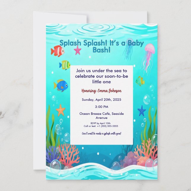 Convites Cute Under the Sea Baby Shower Invitation - Ocean  (Frente)