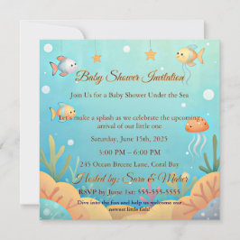 Convites Cute Under the Sea Little Fish Baby Shower Invitat