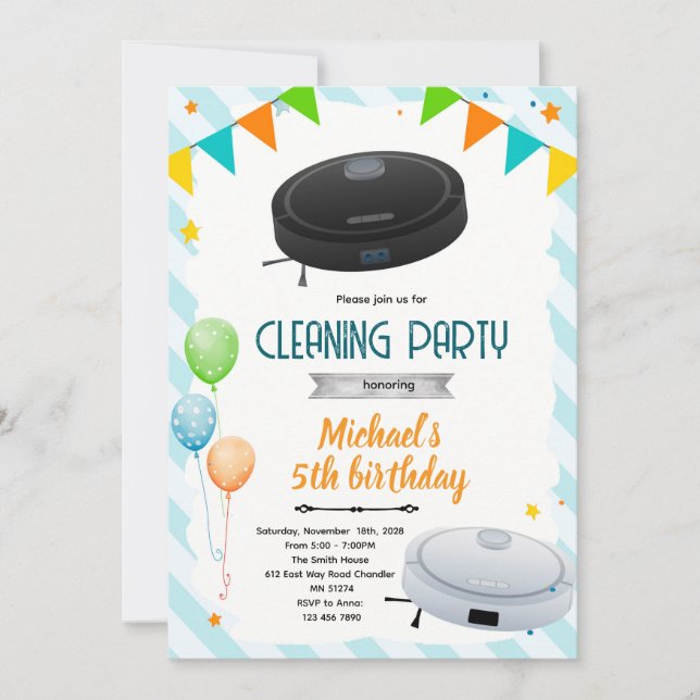 Convites Cute vacuum theme party invitation (Frente)