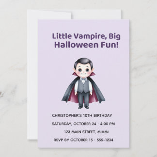 Convites Cute Vampire Halloween Birthday Invitation