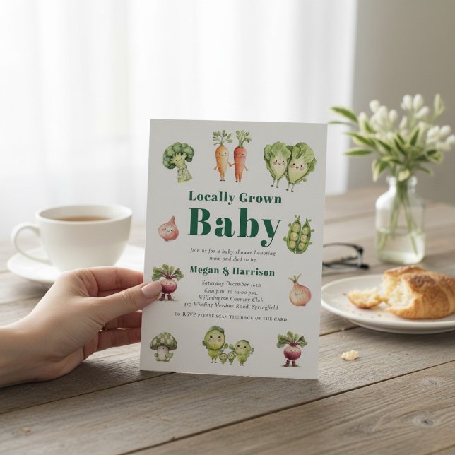 Convites Cute Vegetable Baby Shower Invitation with QR rsvp (Criador carregado)