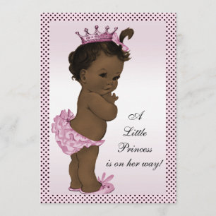 Convites Cute Vintage - Chá de fraldas da Princesa Étnica