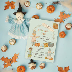 Convites Cute Vintage espantalho de halloween bash