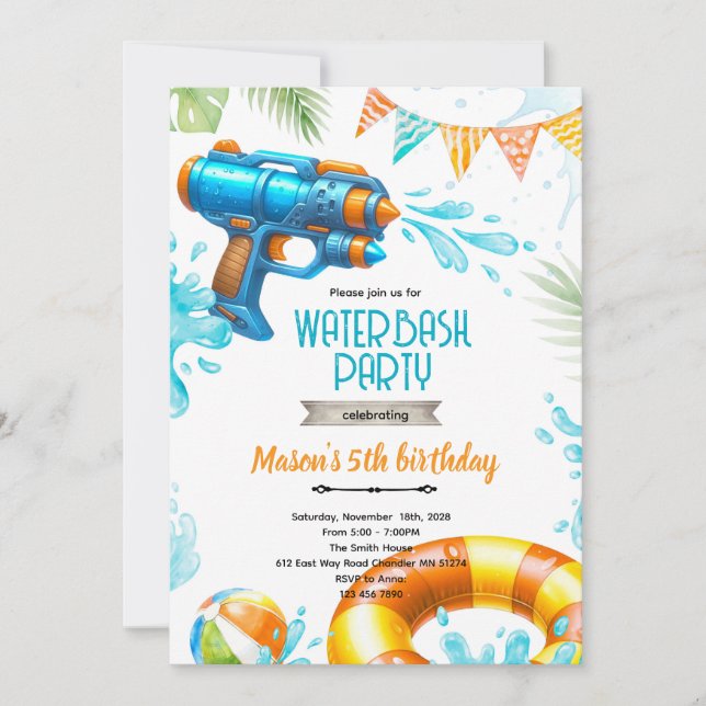 Convites Cute water gun theme invitation (Frente)