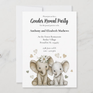 Convites Cute Watercolor Baby Boy & Girl with Hearts