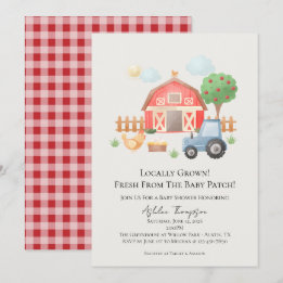 Convites Cute Watercolor Barn Farm Animals Baby Shower