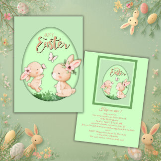 Convites Cute Watercolor Bunny Cutout Easter Brunch