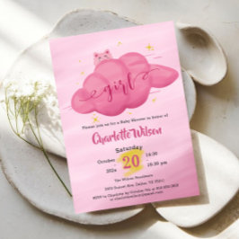 Convites Cute Watercolor Cloud Baby Girl Shower