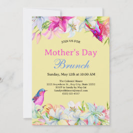Convites Cute Watercolor Floral Yellow Dia de as mães Brunc