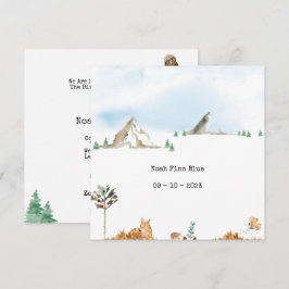 Convites Cute Watercolor Forest Animals in Mountains Baby
