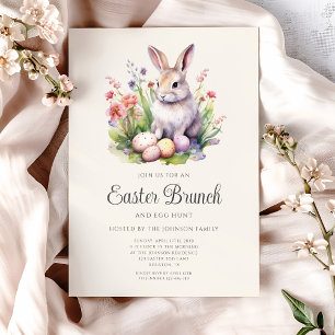 Convites Cute Watercolor Rabbit Páscoa Brunch