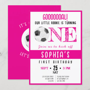 Convites Cute Watercolor Rookie Soccer primeiro aniversario