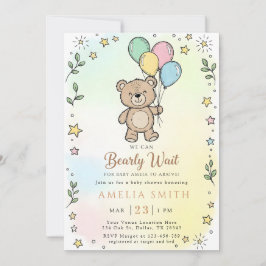 Convites Cute Watercolor Teddy bear Illustration babyshower