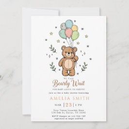 Convites Cute Watercolor Teddy bear Illustration babyshower