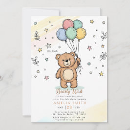 Convites Cute Watercolor Teddy bear Illustration babyshower