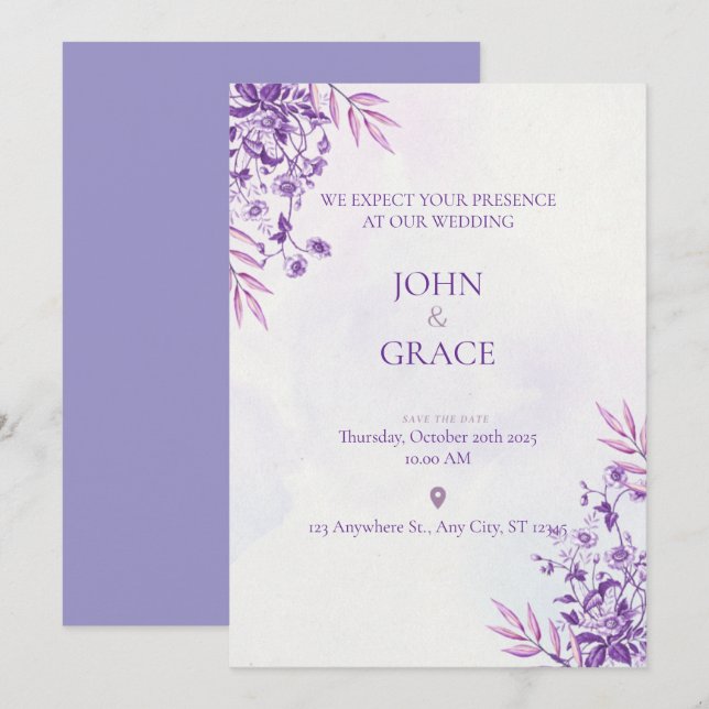 Convites CUTE wedding invitation card (Frente/Verso)