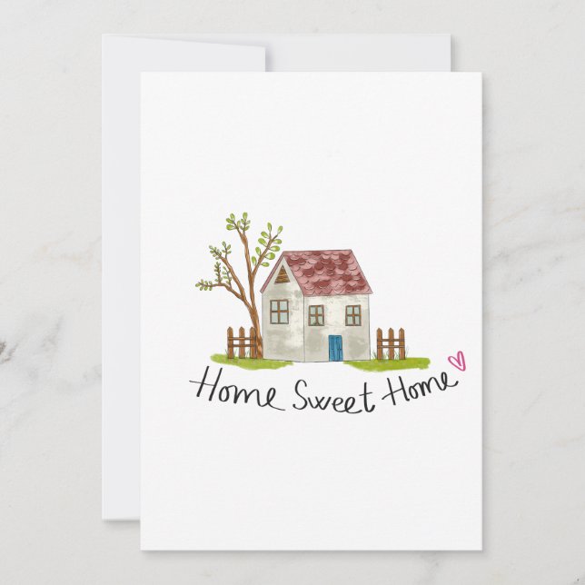 Convites Cute Whimsical Hand-drawn Home Sweet Home (Frente)