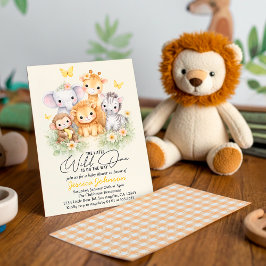 Convites Cute Wild One Safari Animals e Baby Shower 
