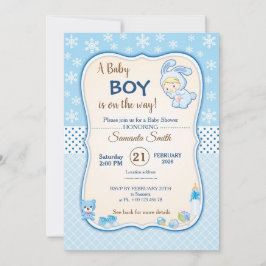 Convites Cute Winter Banny Baby Shower Invitation