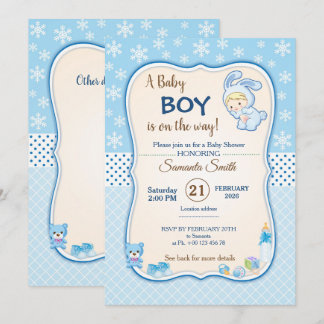 Convites Cute Winter Banny Baby Shower Invitation