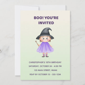 Convites Cute Witch Halloween Birthday Invitation | Kids