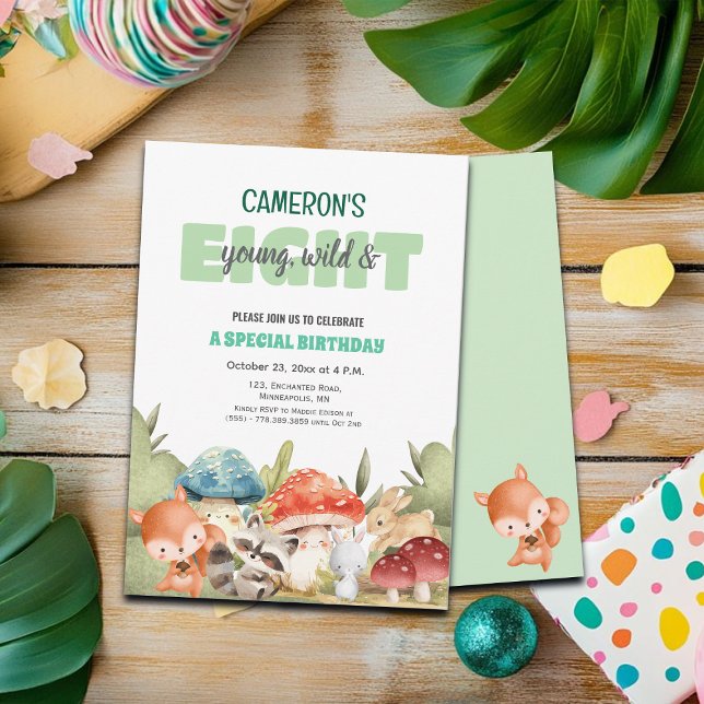 Convites Cute Woodland Animals 8th Birthday Party  (Criador carregado)