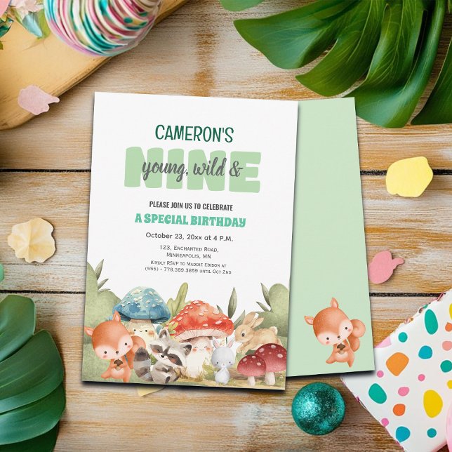 Convites Cute Woodland Animals 9th Birthday Party  (Criador carregado)