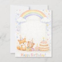 Cute Woodland Animals Birthday Invitation