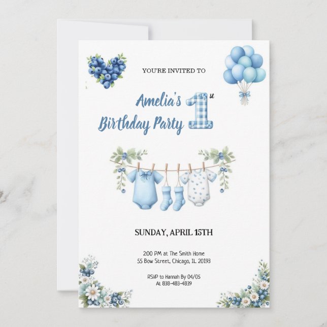 Convites CUTEST BLUE BIRTHDAY PARTY Invitation (Frente)