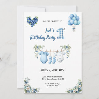 Convites CUTEST BLUE BIRTHDAY PARTY Invitation