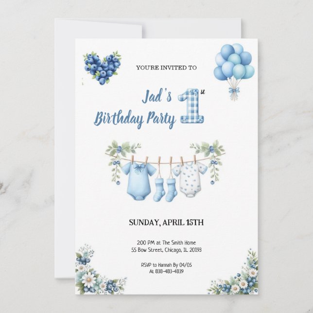 Convites CUTEST BLUE BIRTHDAY PARTY Invitation (Frente)