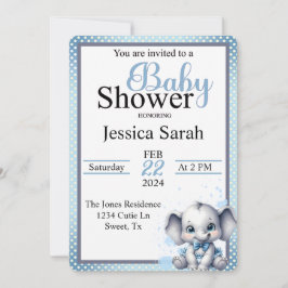 Convites Cutie Blue Elephant - Amendoim Pequeno