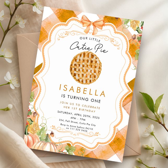 Convites Cutie Pie Fall First 1st Birthday Thanksgiving (Cutie Pie Fall First 1st Birthday Thanksgiving Invitation)