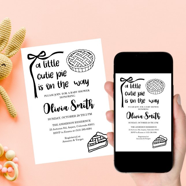 Convites Cutie Pie is on the Way, Fall Baby Shower (Criador carregado)