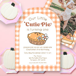 Convites Cutie Pie Pumpkin Birthday Photo Invitation