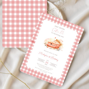 Convites Cutie Pie Rustic Pink Gingham primeiro aniversario