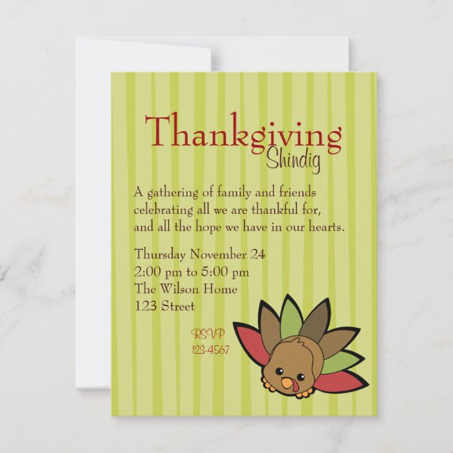 Convites Cutie Turkey (Frente)