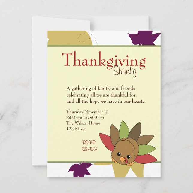 Convites Cutie Turkey (Frente)