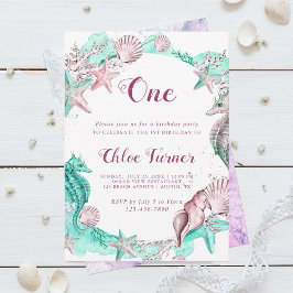 Convites Cyan & Lavanda debaixo do aniversário da Sea Girl