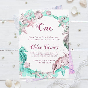 Convites Cyan & Lavanda debaixo do aniversário da Sea Girl