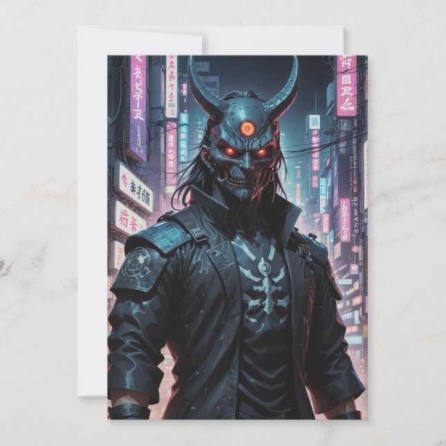 Convites Cyberpunk Demon Samurai (Frente)